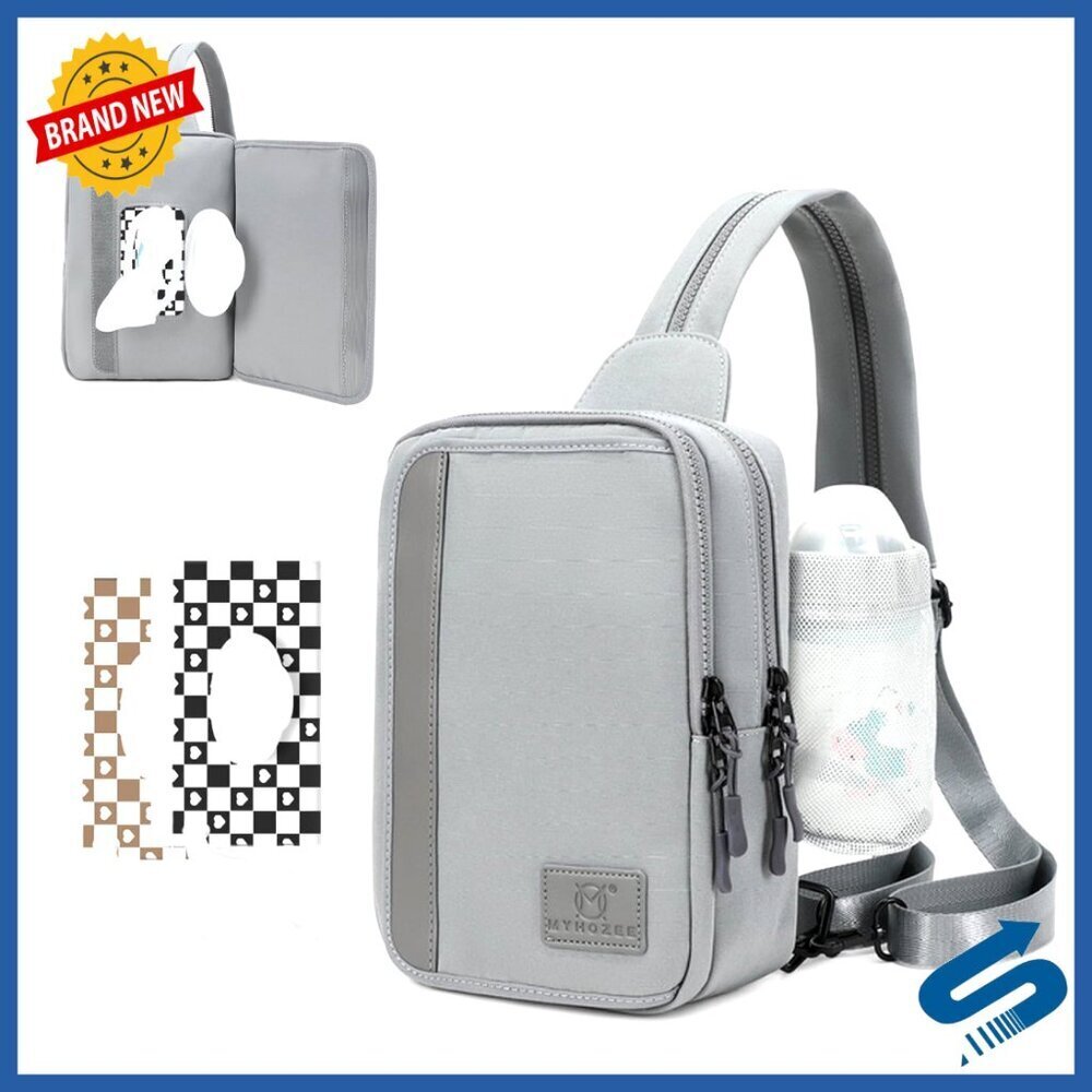 Nylon Sling Bag Crossbody Backpack 2-in-1 Diaper Purse with Wipes Pocket